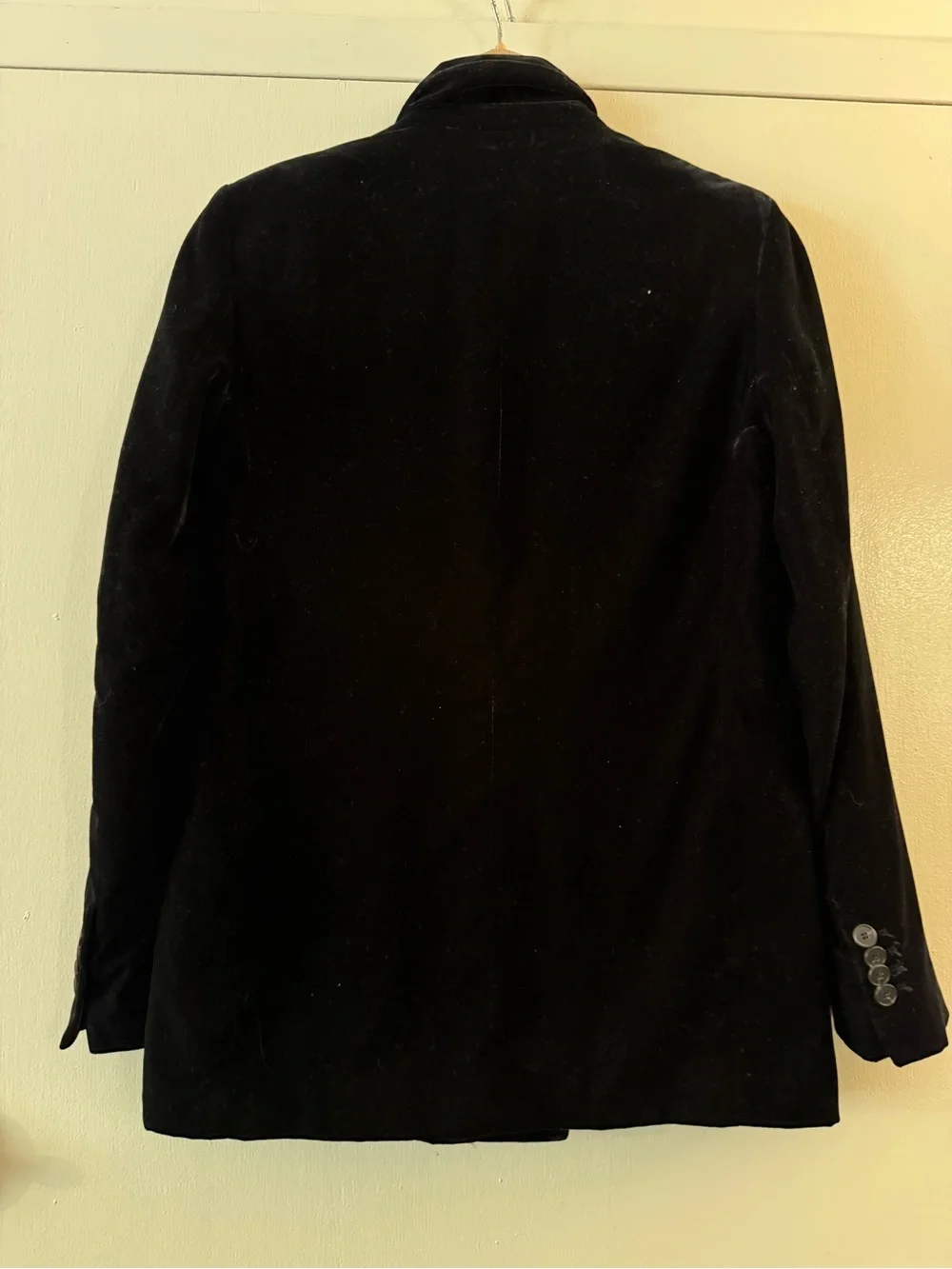 Zara Double-Breasted Velvet Blazer Black Sz Small